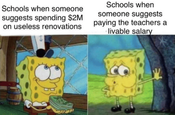 meme guru dengan gaji kecil