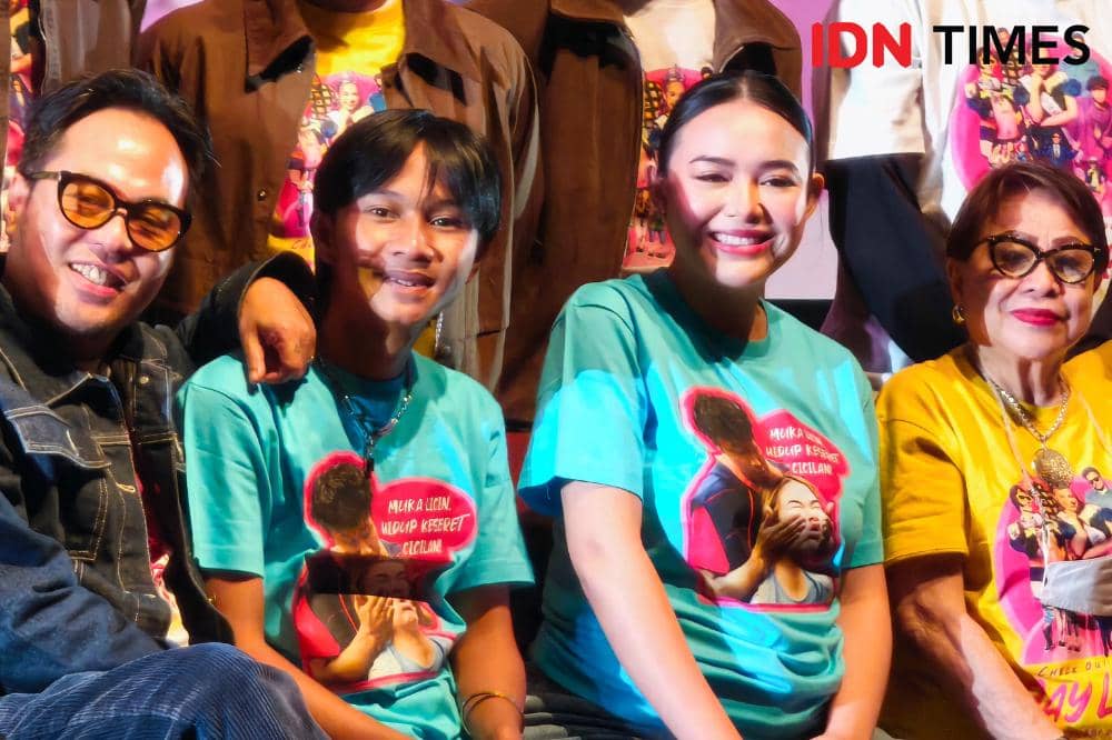 Potret Amanda Manopo dan Fajar Sadboy di press conference film Check Out Sekarang, Pay Later di Jakarta, Kamis (29/1/2026)