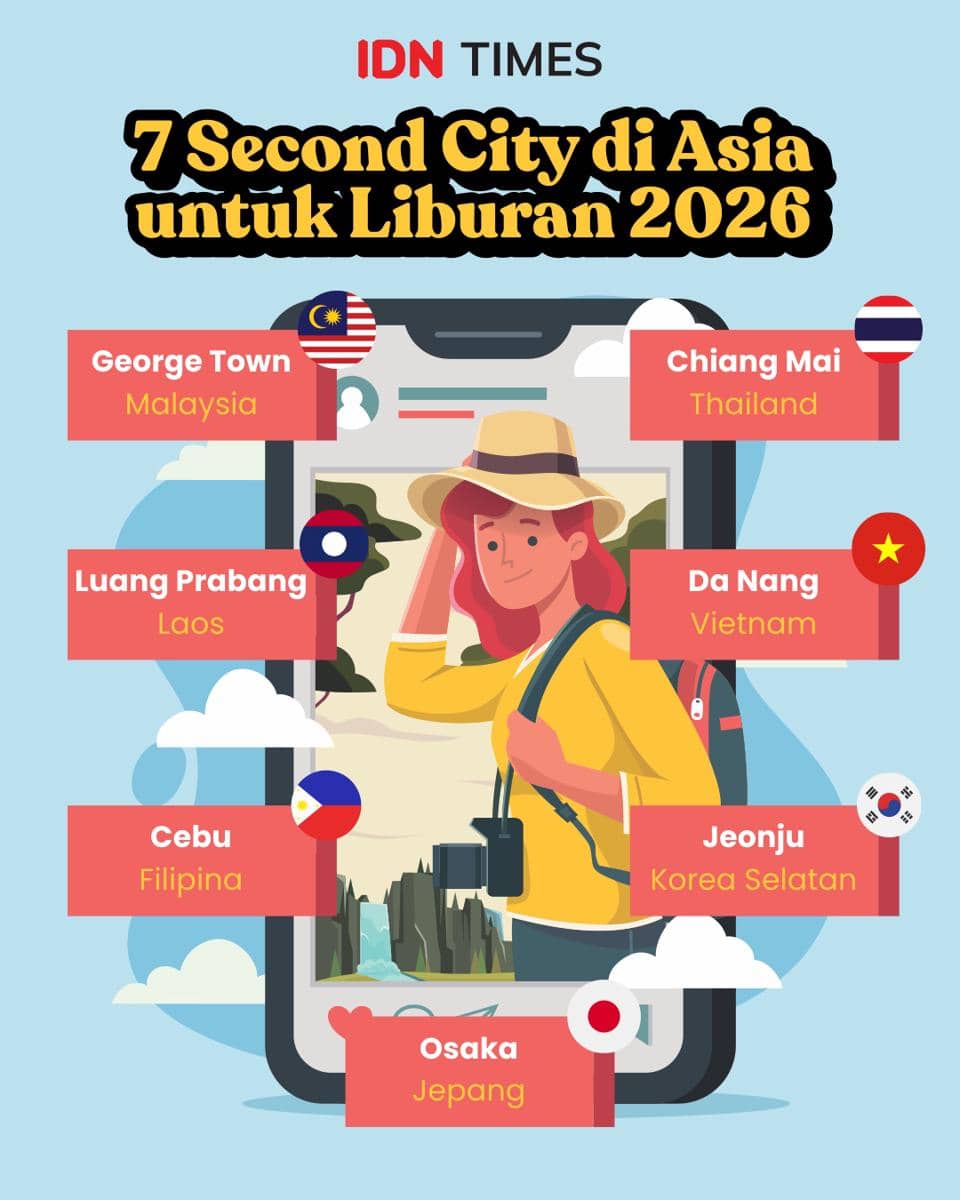 Infografik second city di Asia untuk Liburan 2026  