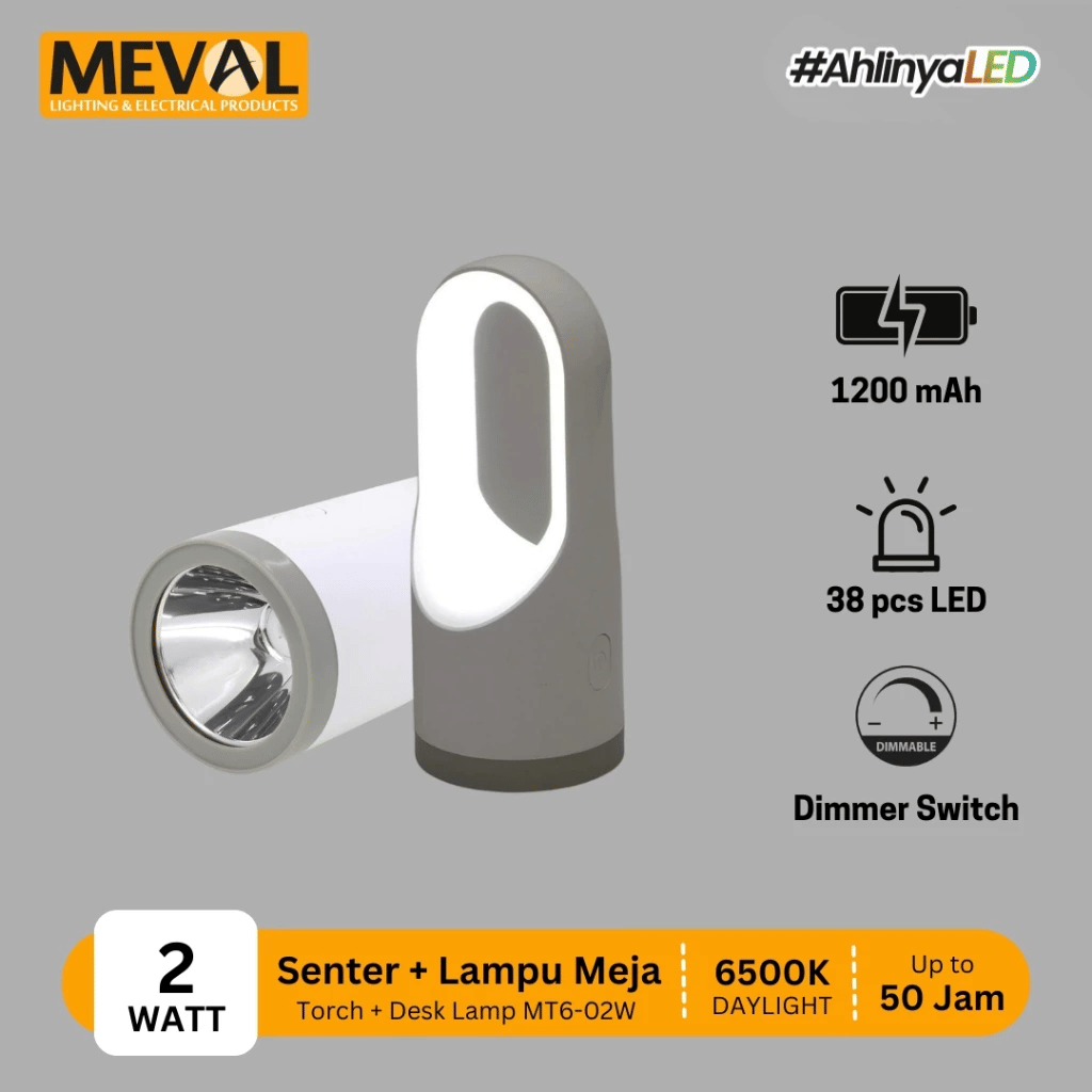 MEVAL Lampu LED Emergency 2in1 Senter & Lampu Meja