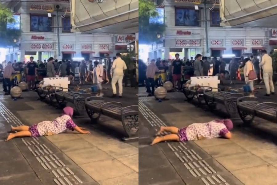 viral video pedagang sate histeris dan berguling-guling di trotoar kawasan Malioboro
