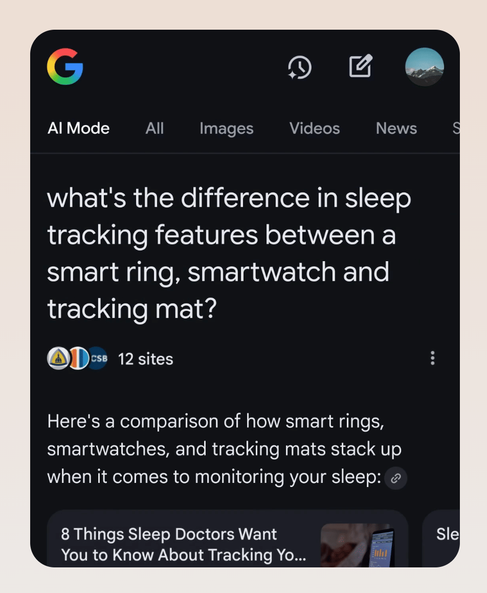 Hasil pencarian informasi melalui bantuan Google AI Mode