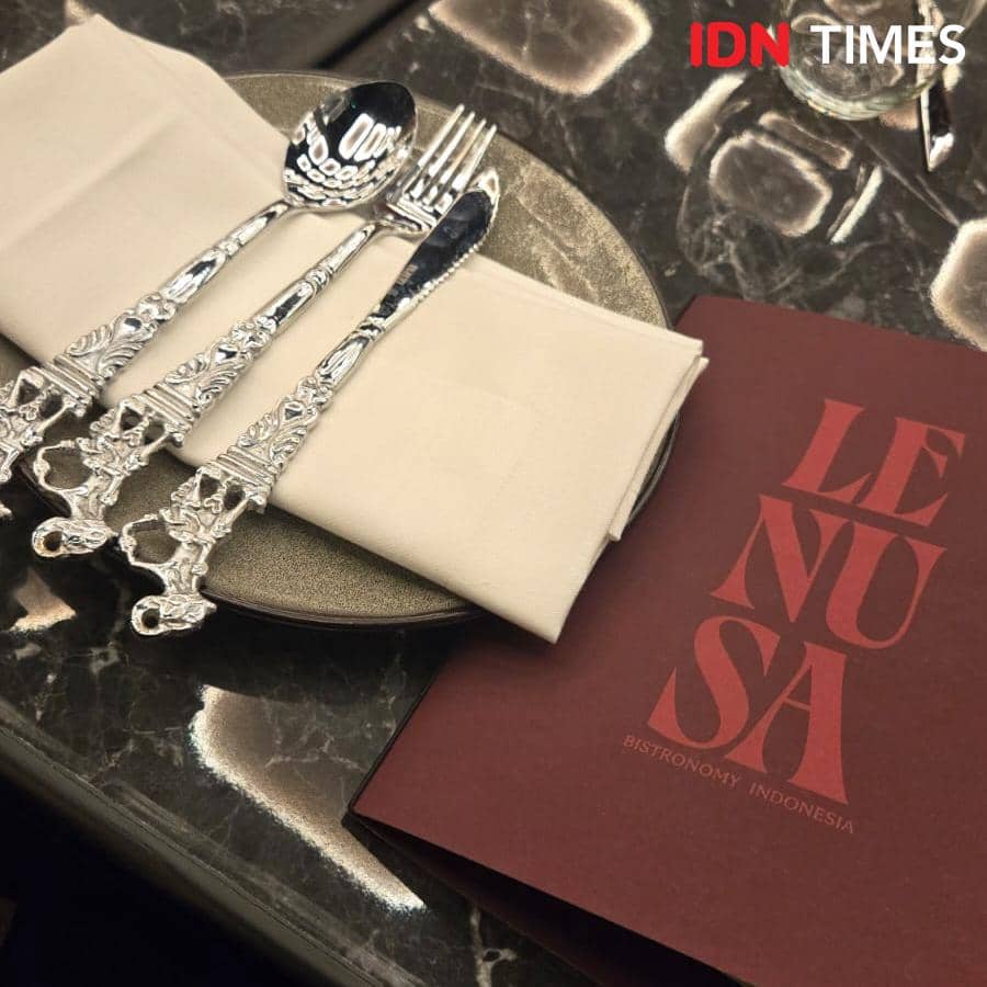 Potret alat makan berbentuk wayang di Le Nusa London