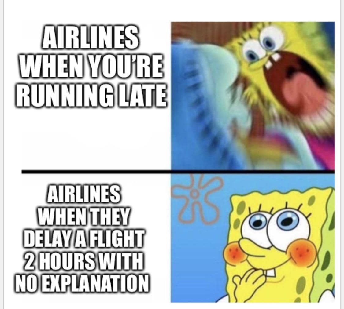 meme kartun tentang naik pesawat