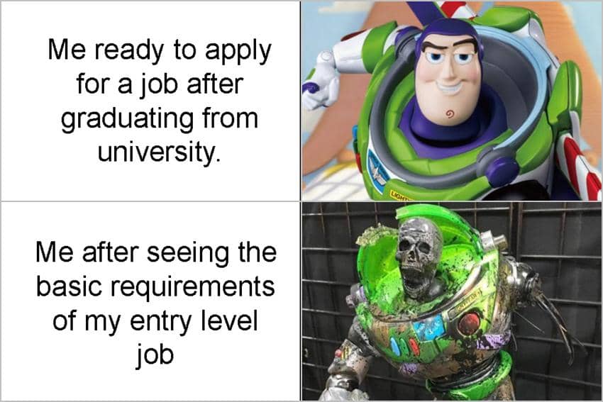 meme kartun tentang fresh graduate