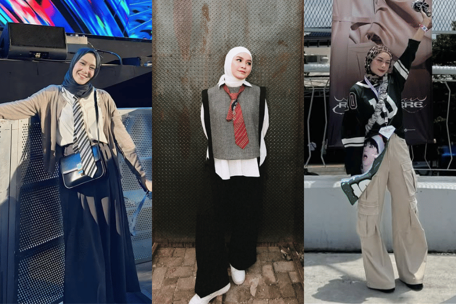 OOTD hijab chic untuk nonton konser indie