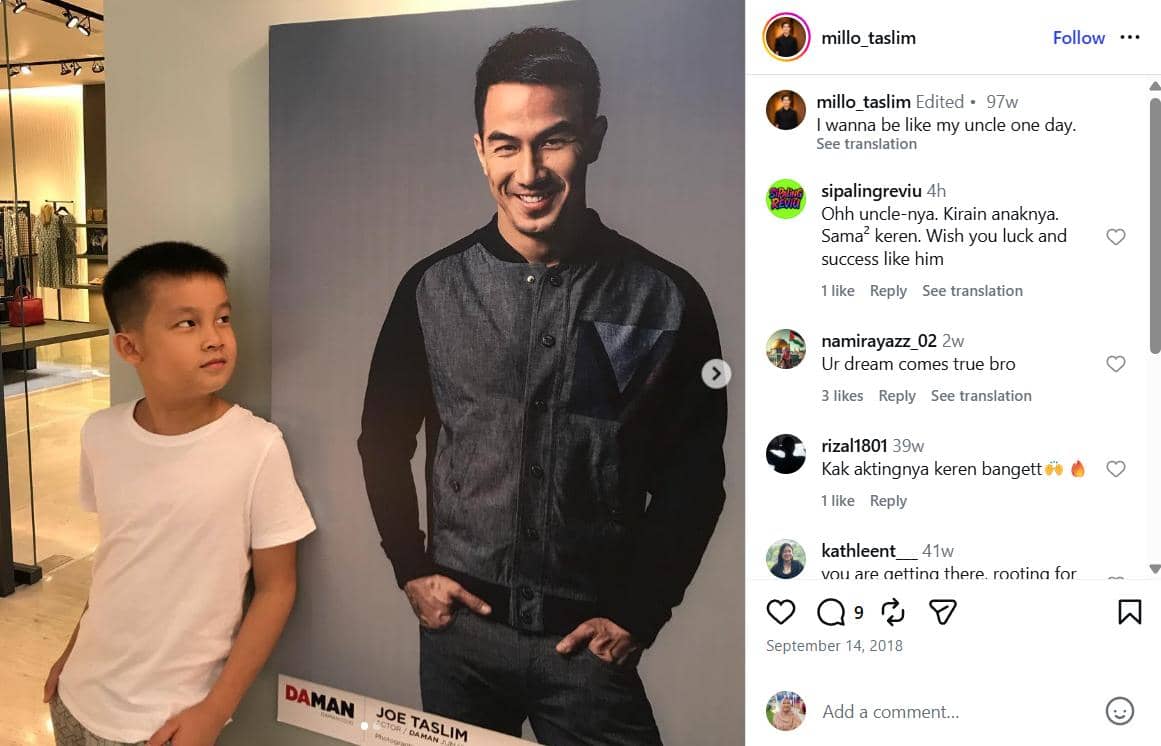 Millo Taslim foto bersama potret Joe Taslim