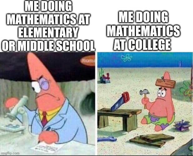 meme Patrick pintar vs. lemot tentang sekolah