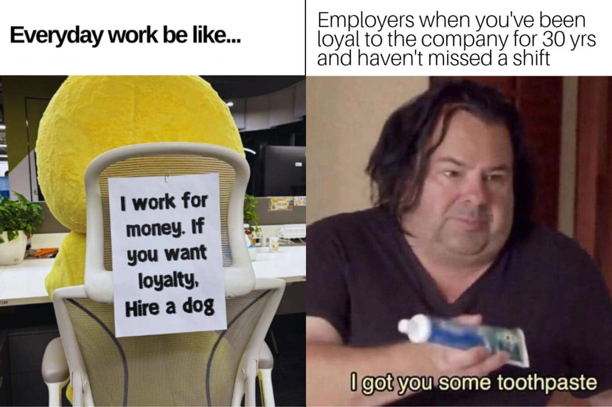 kolase meme loyalitas di tempat kerja 