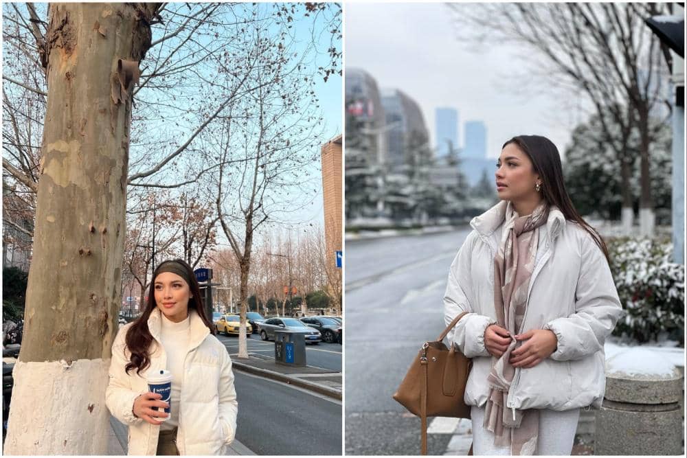 Angela Gilsha saat jalan-jalan di Nanjing