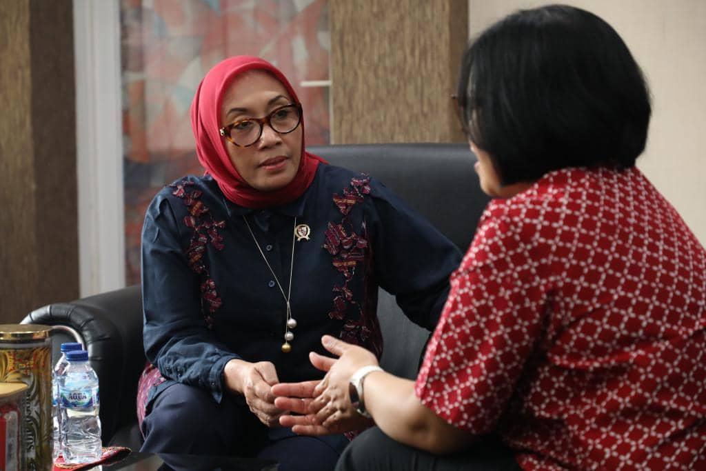 Menteri PPPA dalam dialog penguatan Sistem Informasi Online Perlindungan Perempuan dan Anak (SIMFONI PPA) versi 3 berbasis manajemen kasus, di Medan, Sumatera Utara.  (dok. Kemen PPPA)
