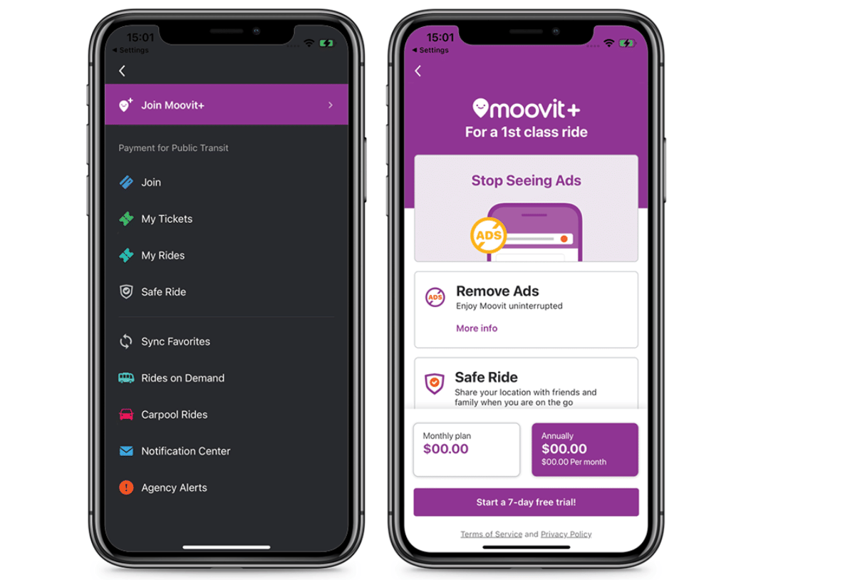 ilustrasi tampilan aplikasi Moovit
