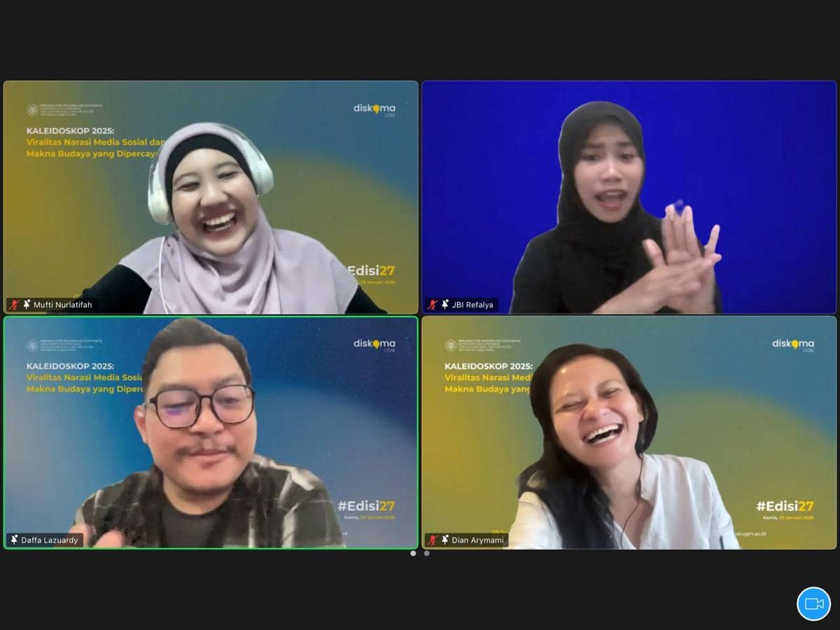 Diskusi Komunikasi Mahasiswa Universitas Gadjah Mada (Diskoma UGM) menggelar diskusi publik Kaleidoskop 2025 bertajuk “Viralitas Narasi Media Sosial dan Makna Budaya yang Dipercaya” pada Kamis, 29 Januari 2026.