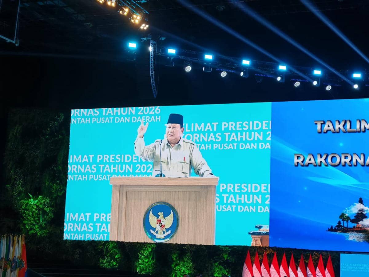Presiden Prabowo memberikan taklimat di Rakornas Pemerintahan Pusat dan Daerah Tahun 2026