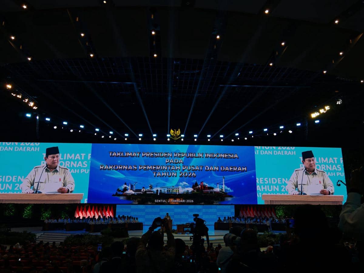Presiden Prabowo memberikan taklimat di Rakornas Pemerintahan Pusat dan Daerah Tahun 2026