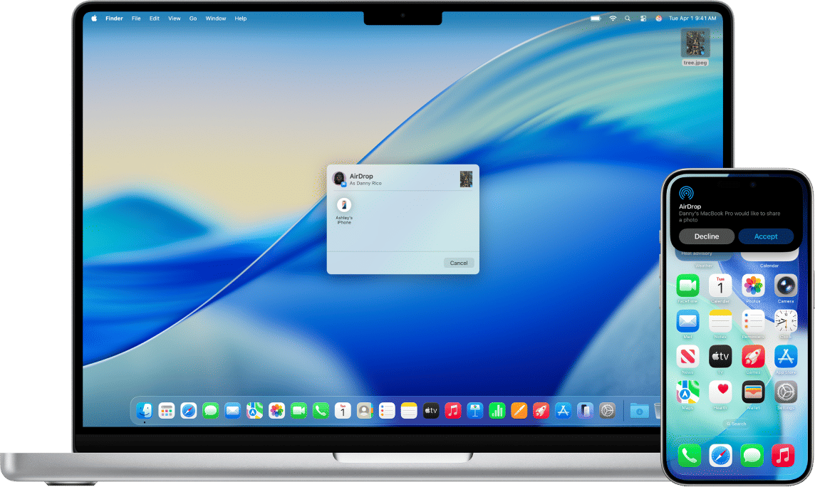 Mengirim dokumen dari Mac ke iPhone melalui AirDrop
