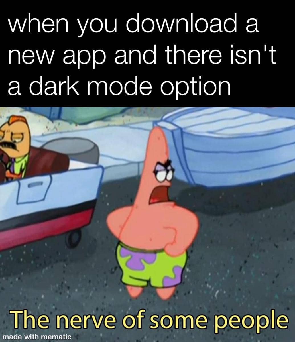 meme SpongeBob tentang mode gelap