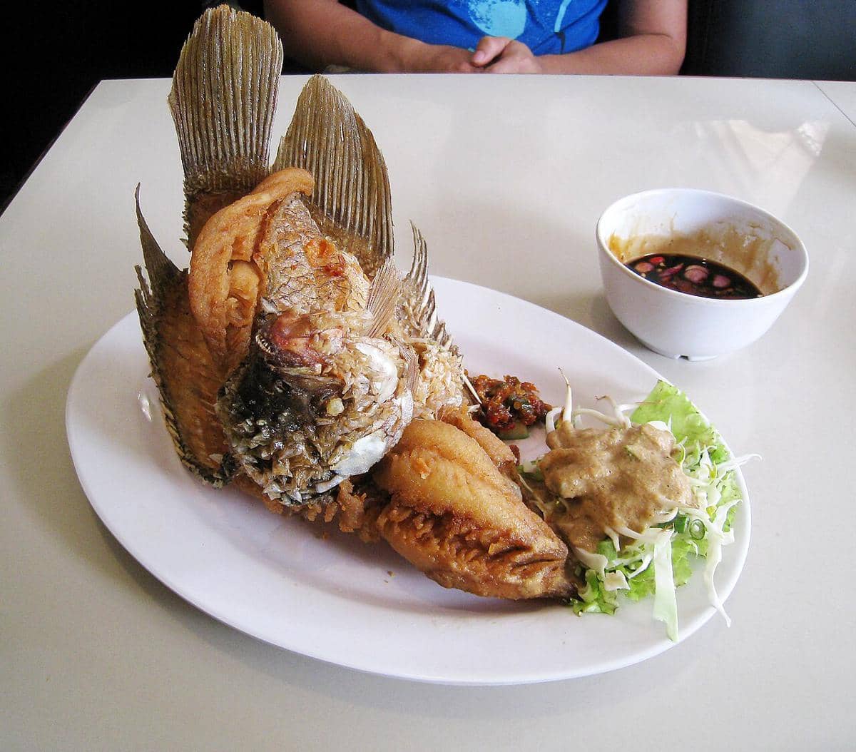 ilustrasi ikan gurami goreng 