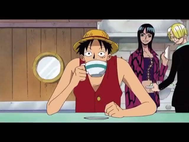 Luffy meminum teh