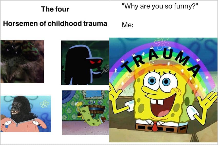 kolase meme SpongeBob tentang trauma