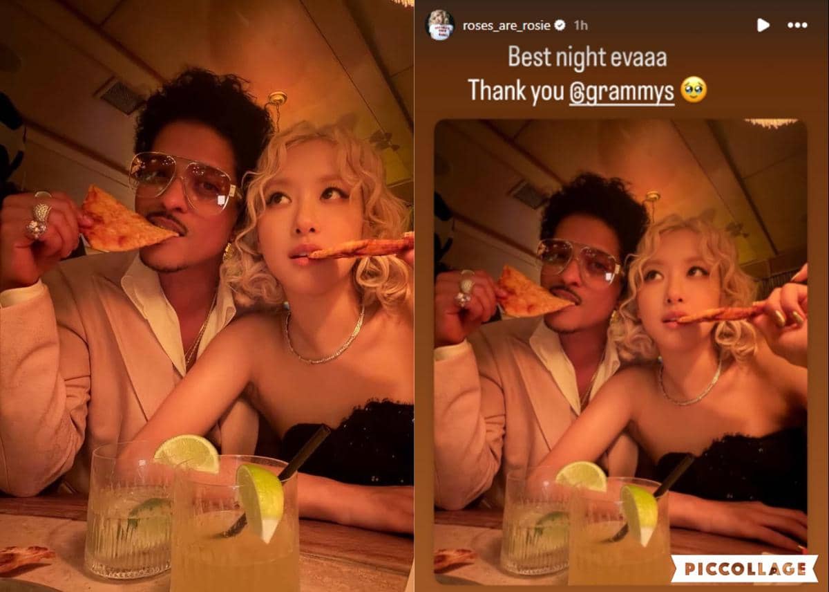 Bruno Mars dan Rose BLACKPINK makan pizza bareng setelah Grammy 2026