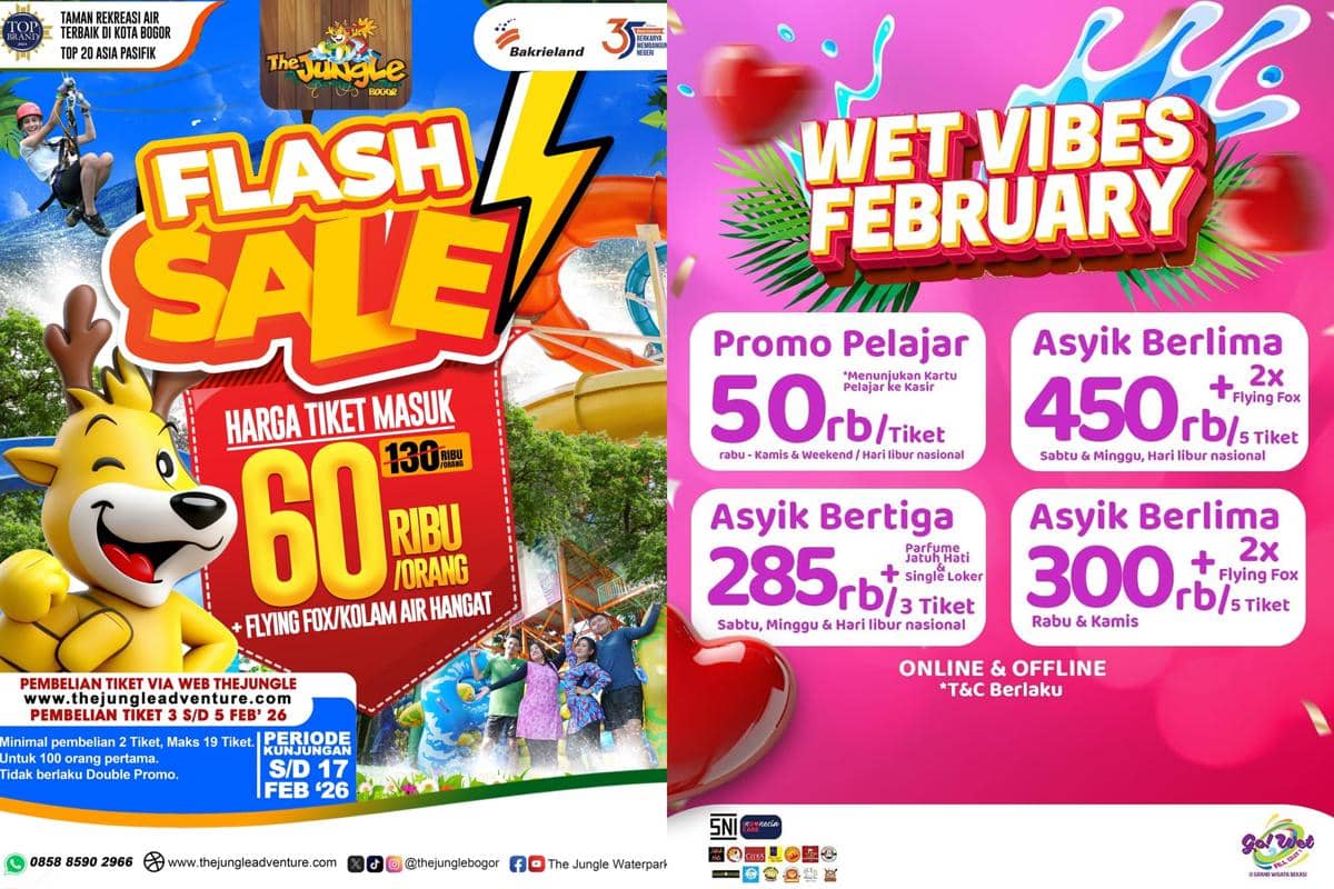 Promo wisata The Jungle Bogor dan Go! Wet Grand Wisata Bekasi