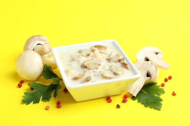 ilustrasi jamur dan keju