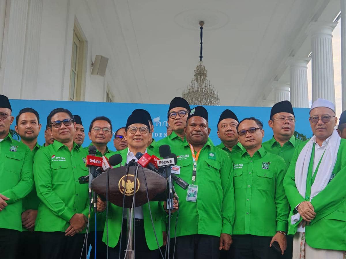 Konferensi pers Pengurus DPP dan DPW PKB usai bertemu Presiden Prabowo Subianto di Istana Kepresidenan Jakarta