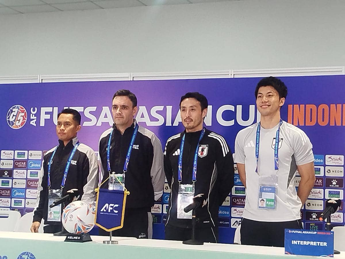 Jumpa pers jelang Timnas Futsal Indonesia lawan Jepang di semifinal Piala Asia 2026. 