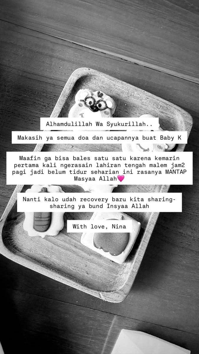 Nina Zatulini melahirkan anak keempat (instagram.com/ninazatulini22)