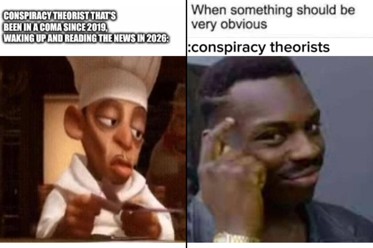 kolase meme teori konspirasi 