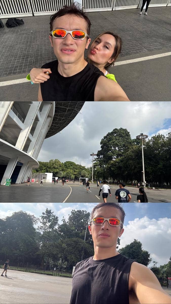 Cinta Laura dan Arya Vasco jogging pagi bersama.
