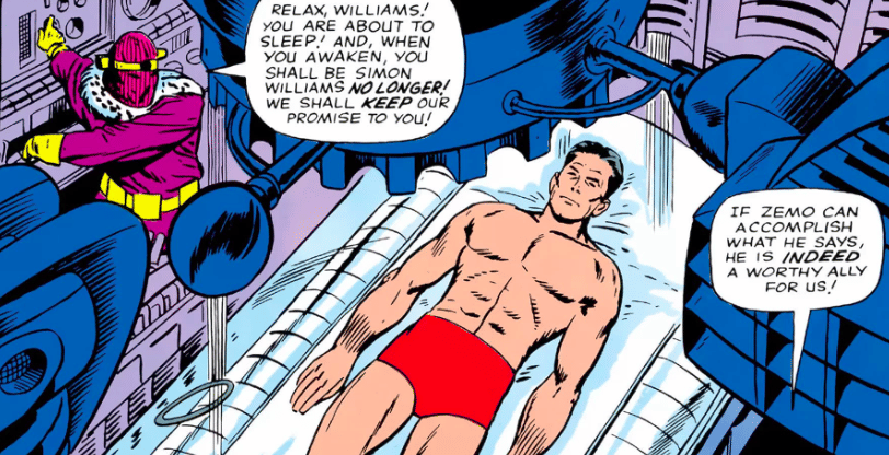 Simon Williams menjadi subjek uji coba eksperimen yang dilakukan Baron Zemo 