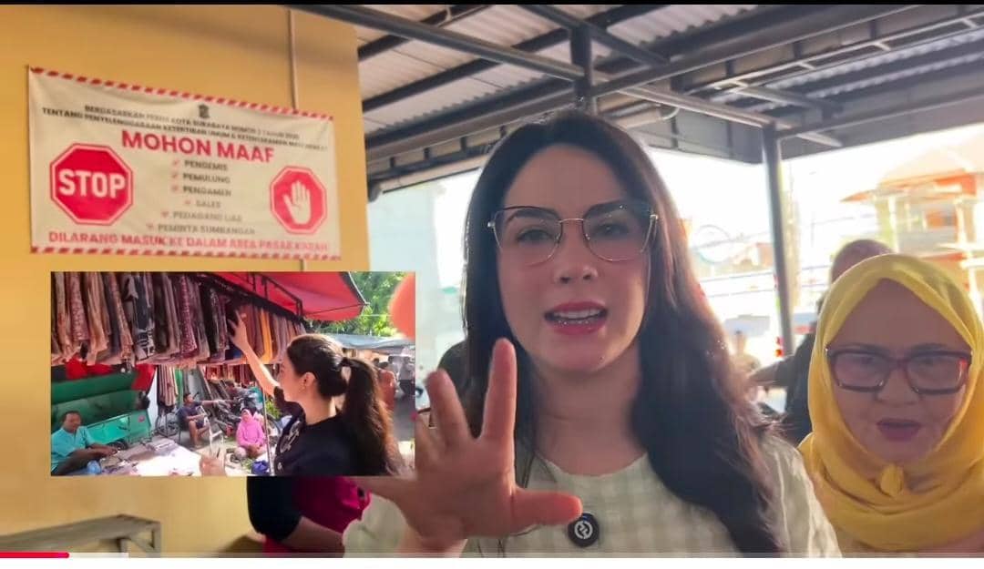 potret Arumi Bachsin borong belanja di Pasar Karah Baru