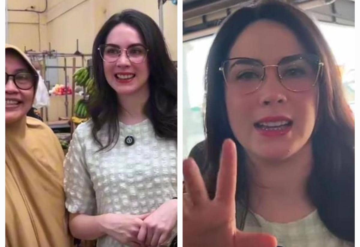 potret Arumi Bachsin borong belanja di Pasar Karah Baru