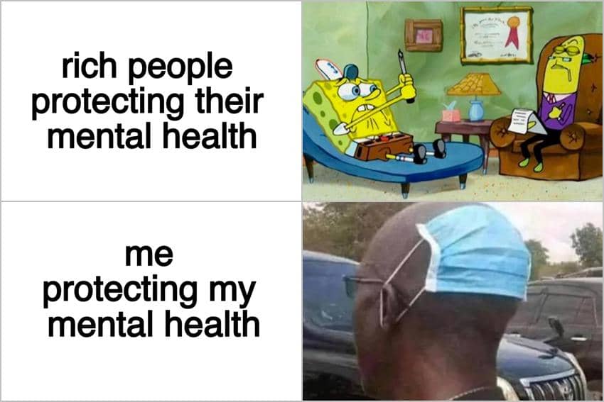 meme SpongeBob tentang kesehatan mental
