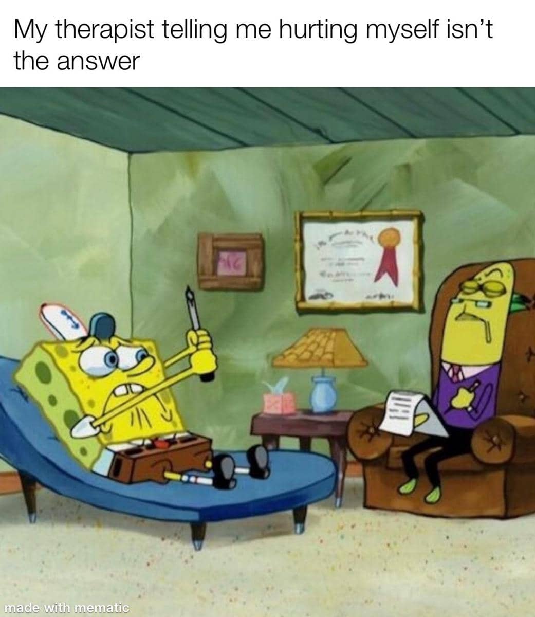 meme SpongeBob tentang kesehatan mental