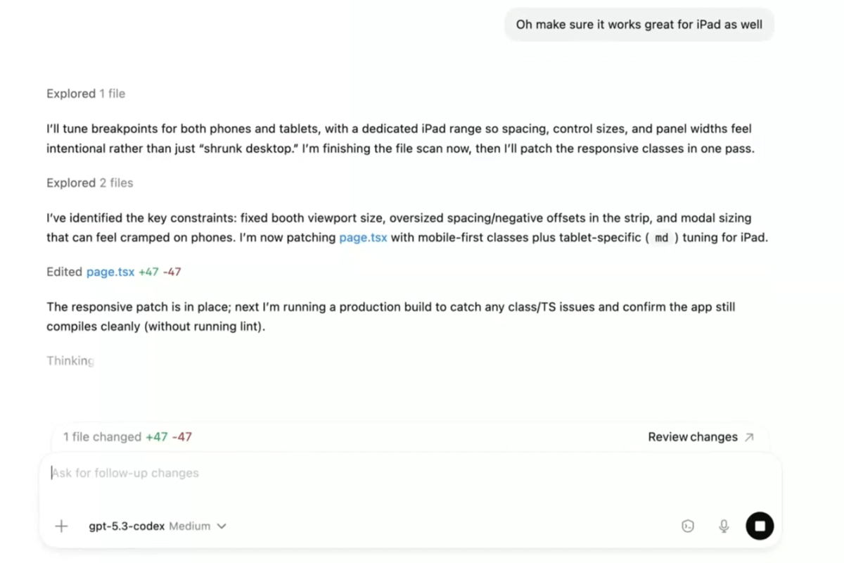 tampilan GPT-5.3 Codex