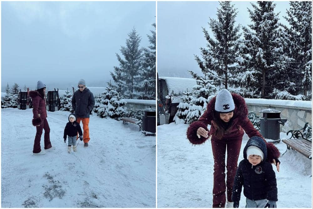 Jessica Mila main salju di St. Moritz