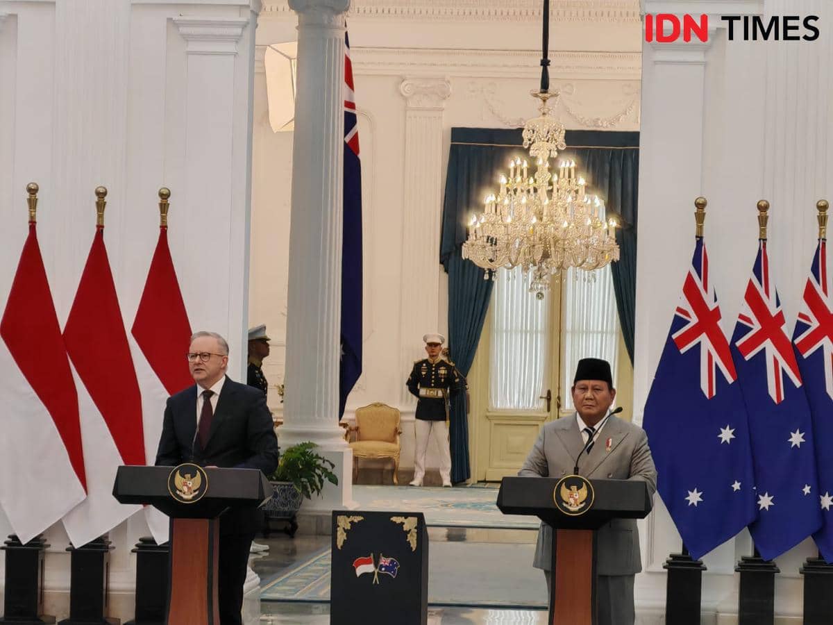 Pernyataan pers bersama Presiden Prabowo Subianto dan Perdana Menteri Australia, Anthony Albanese di Istana Merdeka.