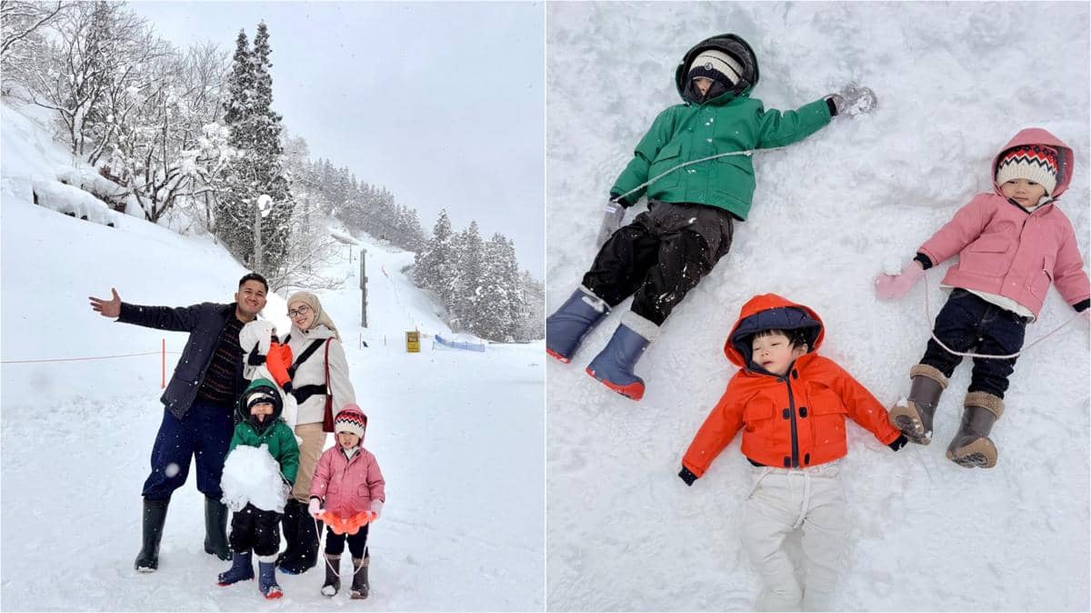 Kesha Ratuliu ajak anak main salju di Jepang