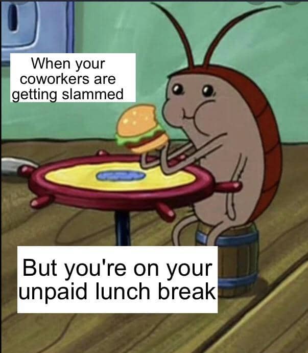 meme SpongeBob tentang istirahat makan siang