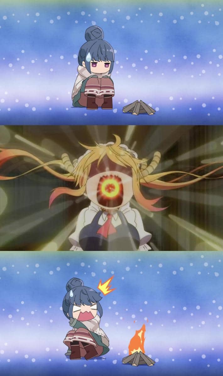 meme anime tentang api unggun