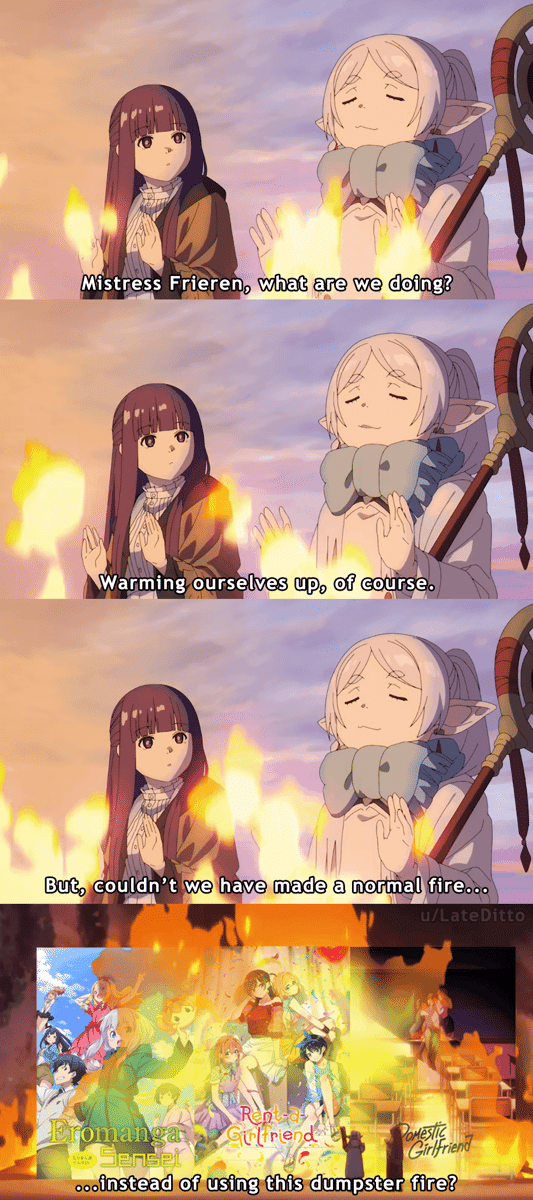 meme anime tentang api unggun