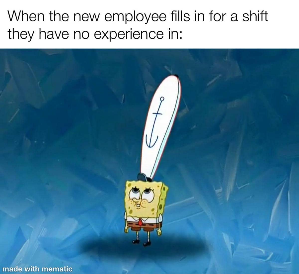 meme SpongeBob tentang karyawan baru