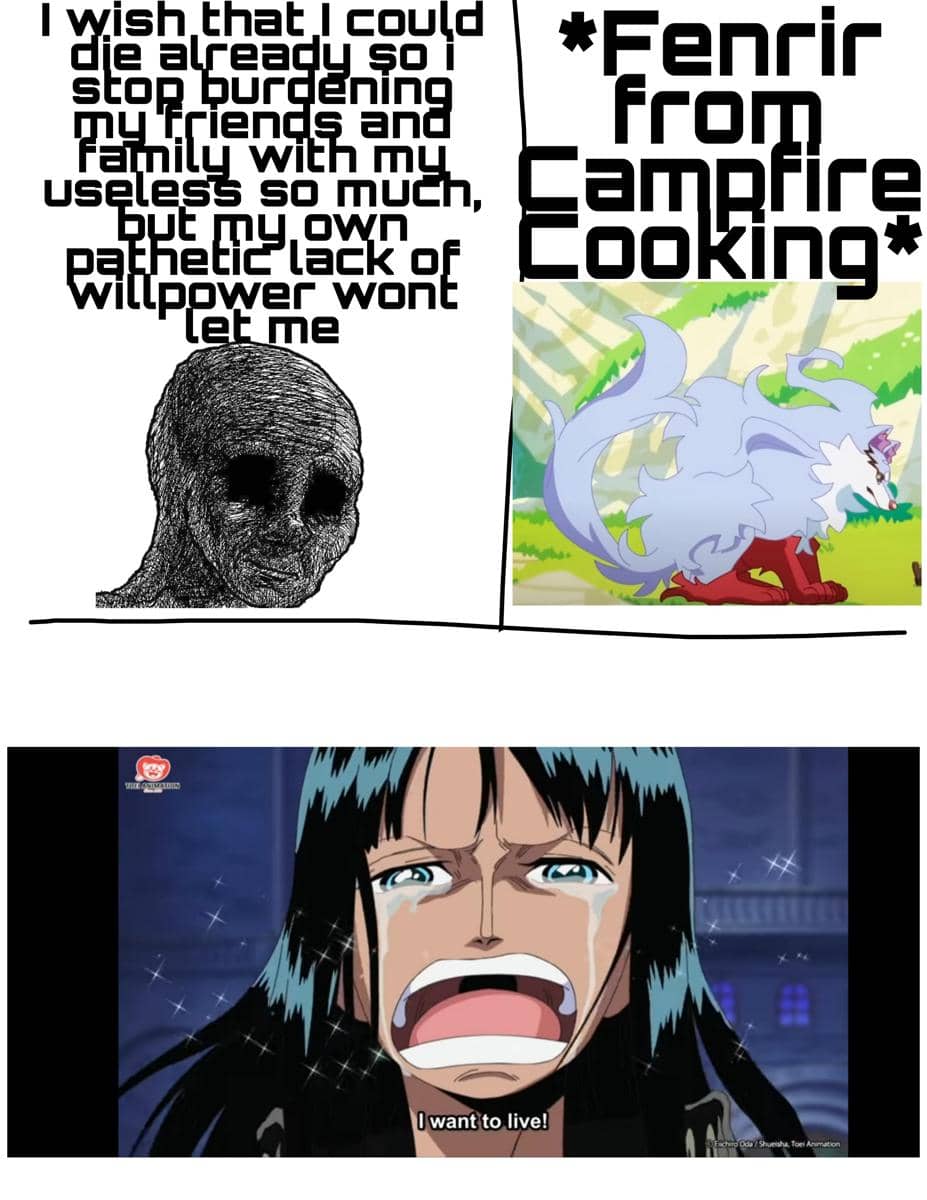 meme anime tentang api unggun