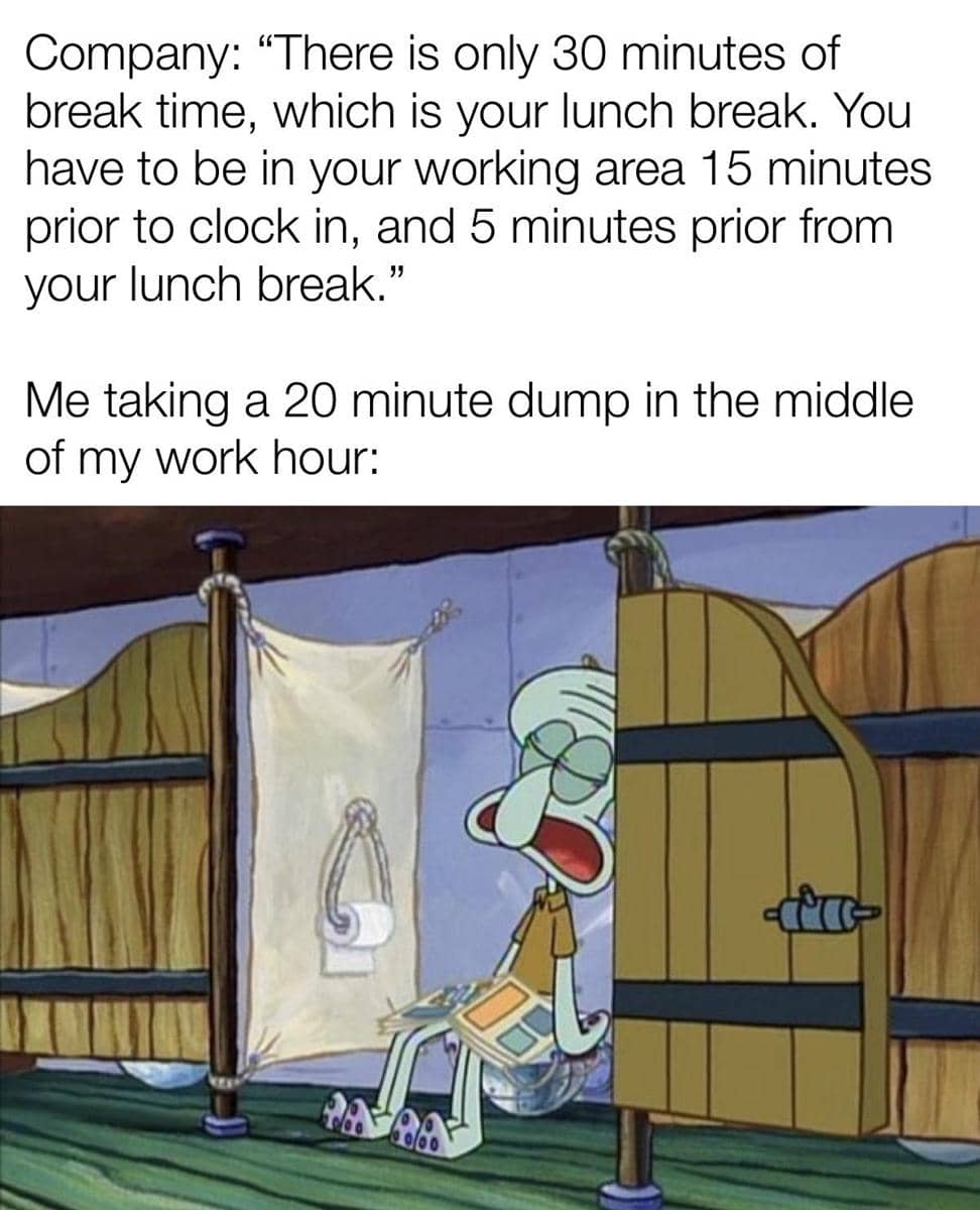 meme SpongeBob tentang istirahat makan siang