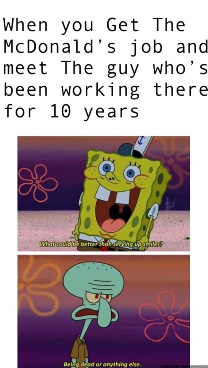 meme SpongeBob tentang karyawan baru