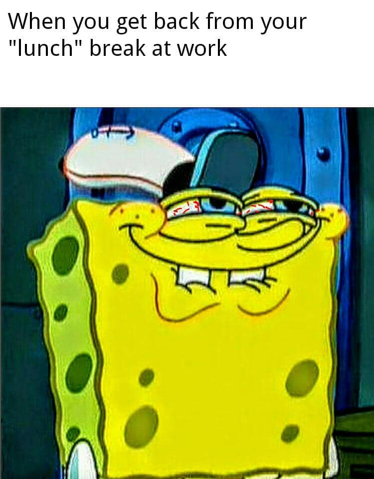 meme SpongeBob tentang istirahat makan siang