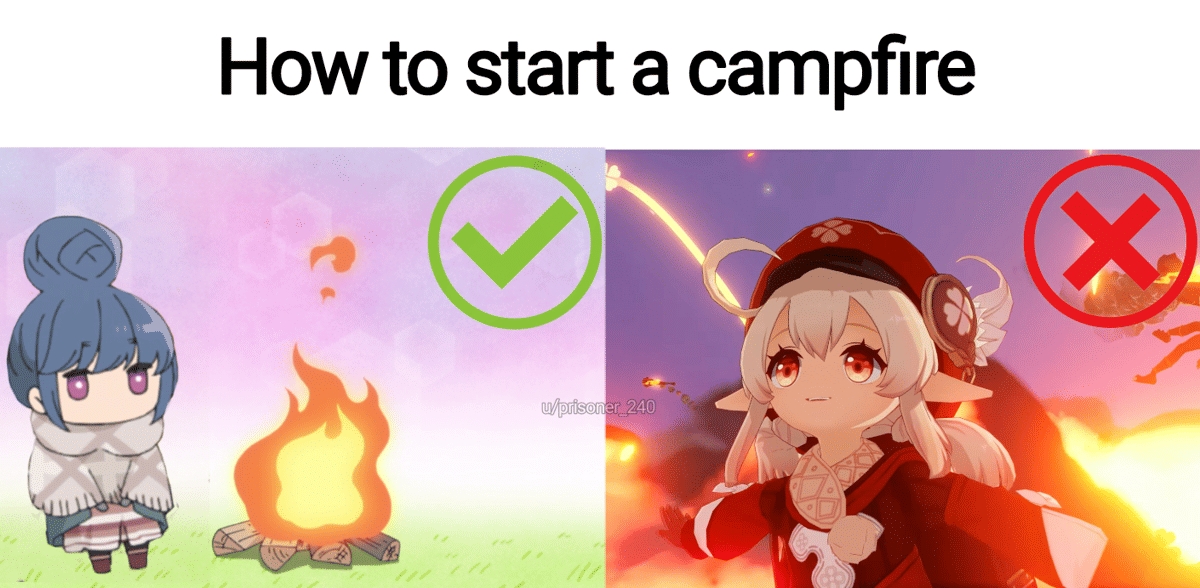 meme anime tentang api unggun